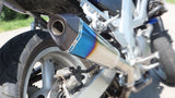 ExTech Blue Power SST hangtompító közelről, Suzuki SV650 tuning 78 lóerő