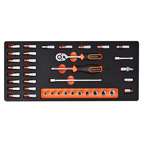 Tactix tool set module 38-piece 1/4'' socket wrench set with sponge tray