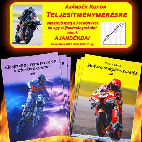 Motorkerékpár-szerelés és Elektromos rendszerek a motorkerékpáron - motorkerékpár-szakkönyvek - teljesítmény mérés kuponnal